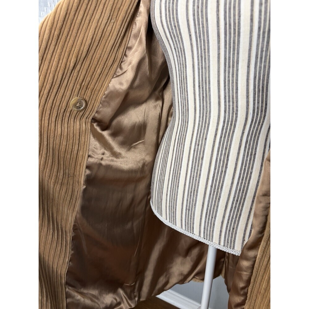 Vintage xhilaration Y2K Corduroy Trench Coat in Camel Color MEDIUM/LARGE - Picture 3 of 4